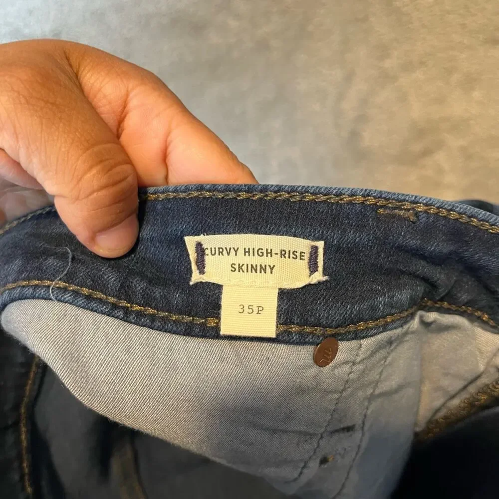 Madewell Petite Curvy High-Rise Skinny Blue Jeans in Hayes Wash Size 35P Women's - Picture 6 of 9